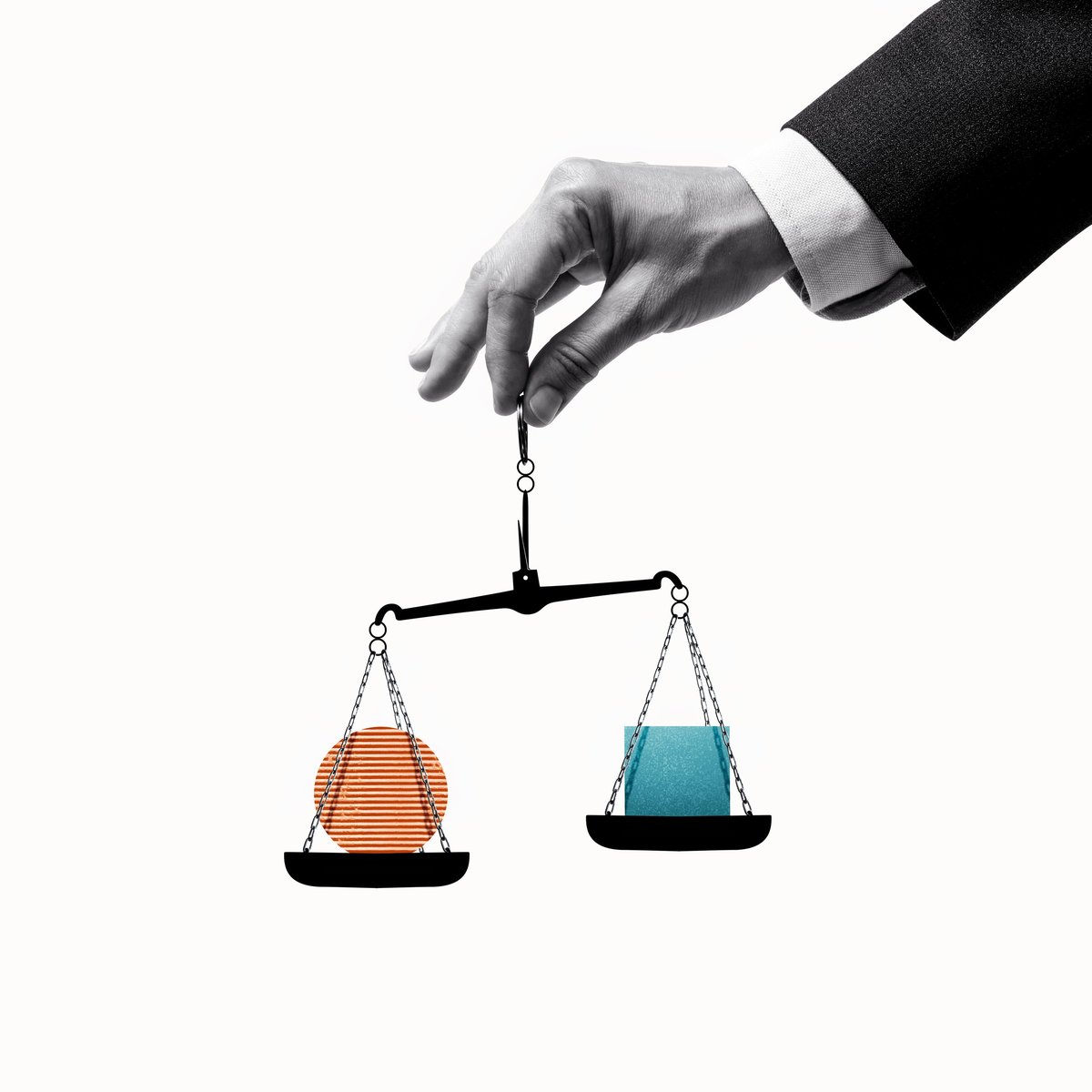 Scales of justice in the hands of a judge symbolizing legal decision making